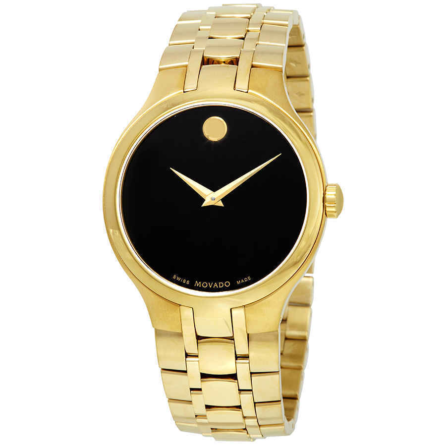 Movado Black Dial Yellow Gold PVD